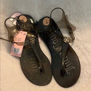 Juicy Couture Black Sandals with Shiny Straps